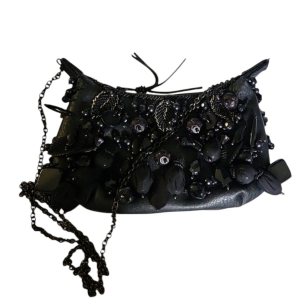 Mary Frances Black Beaded Clutch